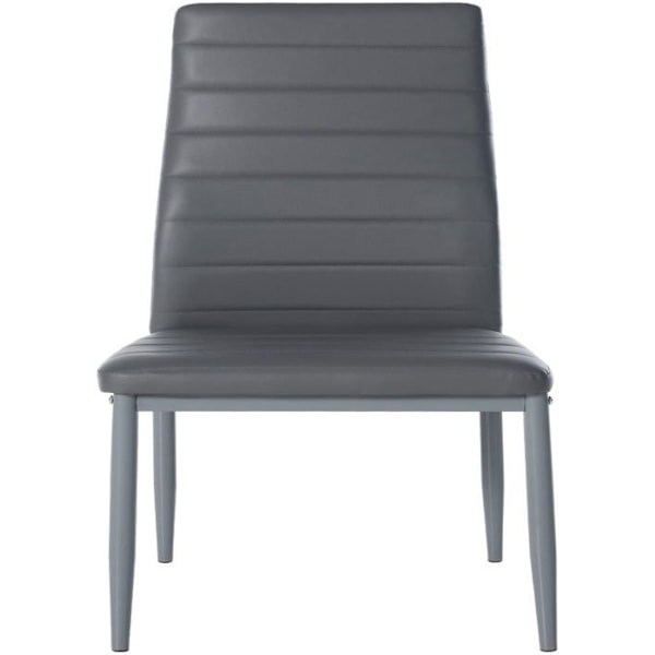 Stol til spisestue x1 enkel design i grå PVC med dekorativ syning metalramme i grå 10_0002055 Grå