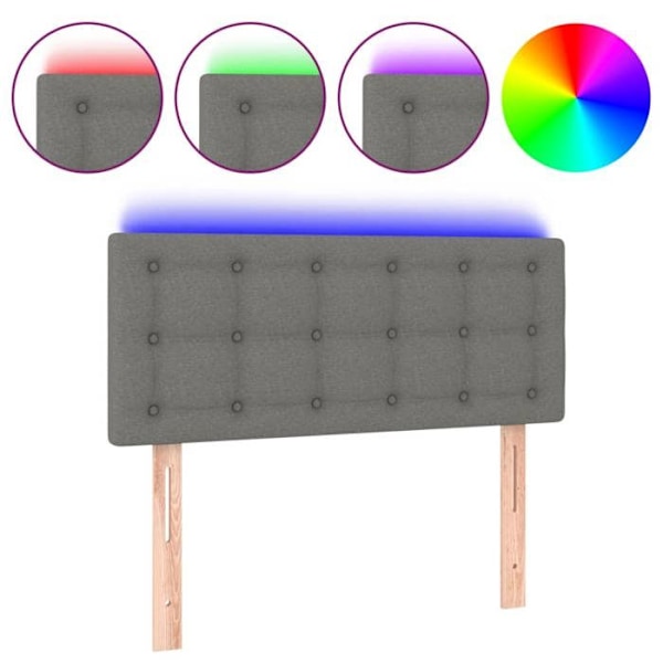 Hovedgærde til seng til soveværelse møbel med LED 100 x 5 x 78/88 cm mørkegrå stof TDL0201197 Grå