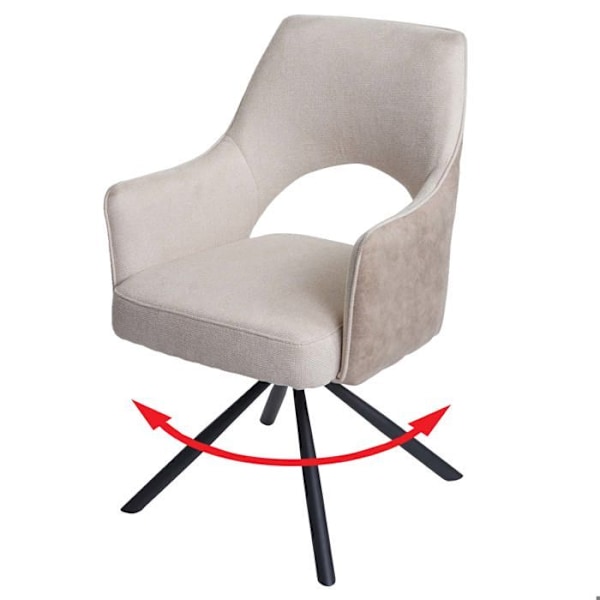 Spisestue stol, roterende stof/tekstil i creme, trebenet metalramme 04_0006329 Grädde