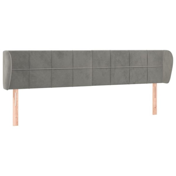 Hovedgærde til seng med sidekant 183 x 23 x 78/88 i lys grå velour til soveværelse.
