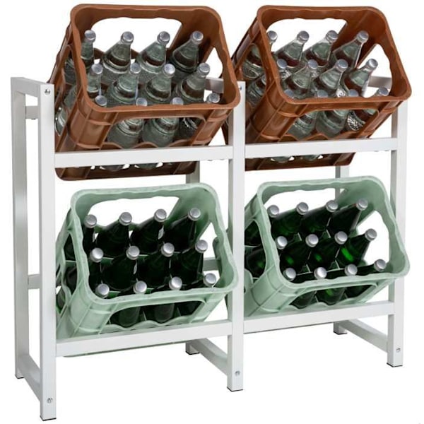 hylla för 4 dryckeskäslor förvaring flasthållare 91x76 cm i vit metall 10_0003160 Vit