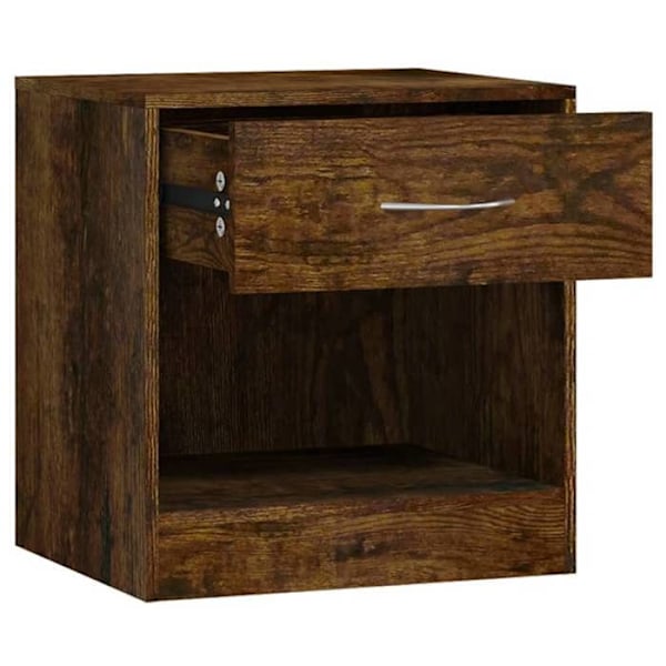 Sæt med 2 sengeborde med skuffe og åbent rum 36,5 x 30,5 x 38 cm engineering træ brun DEC034844 kastanj