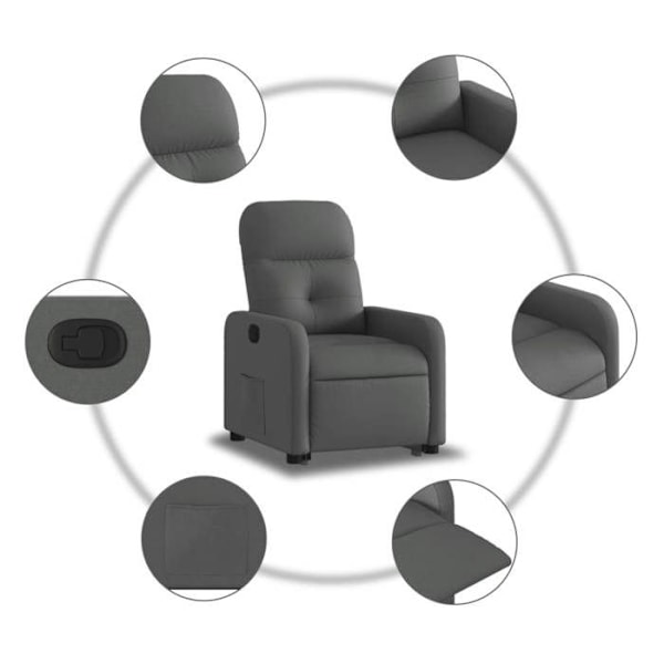 Relaxlænestol TV med komfortabel polstring, elektrisk løftefunktion i mørkegrå stof DEC027960 Grå