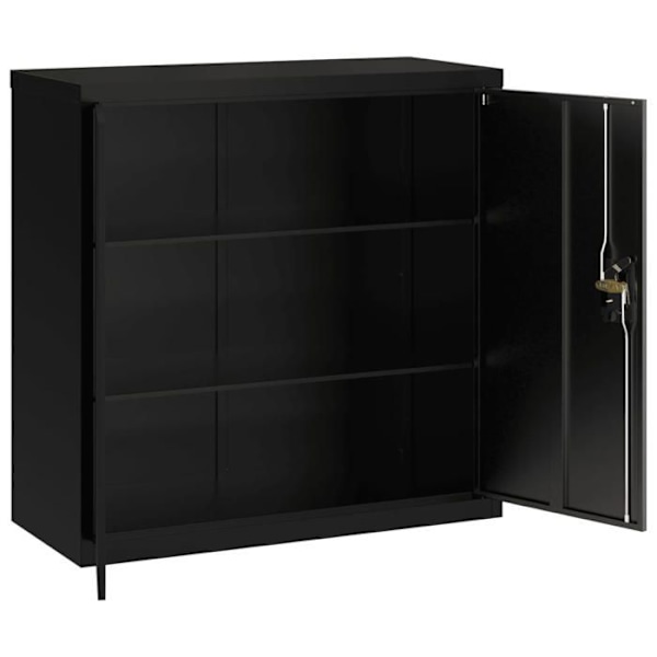 Caissons à tiroirs meuble de bureau avec portes verrouillables 90 x 40 x 90 cm i sort stål DEC024595 Svart