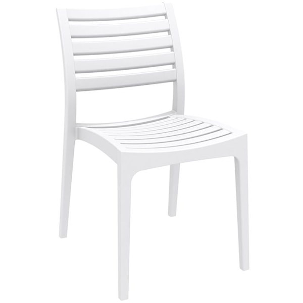 Vit, stapelbar, enkel design, plastträdgårdsstol