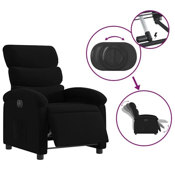 Fauteuil relax TV med elektrisk tilt-funktion, meget komfortabel i sort stof DEC028508 Svart