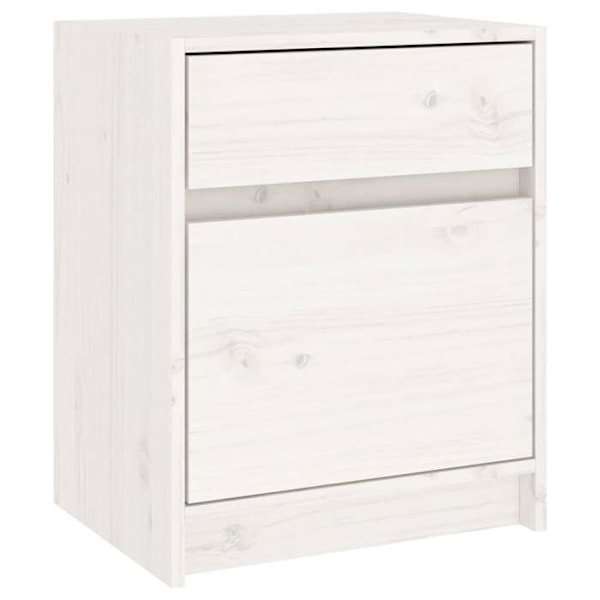 Natbord med skuffe og opbevaringsplads 40 x 31 x 50 cm af massiv hvid fyrretræ DEC033345 Vit