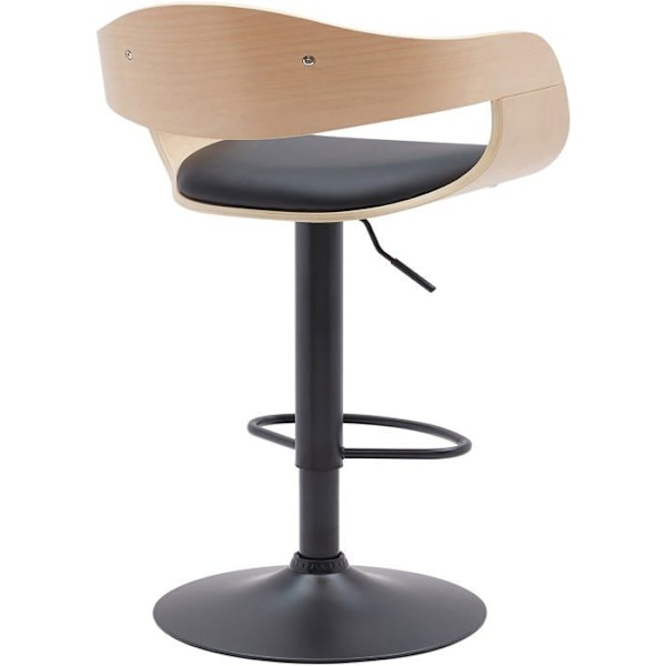 Skamler x1 scandinavisk design i sort PVC med lys træstruktur og sorte metalben 10_0005035 kastanj