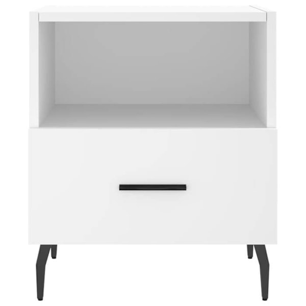Sæt med 2 natborde med skuffe og åbent rum 40 x 35 x 47,5 cm hvidt ingeniørtræ DEC034920 Vit