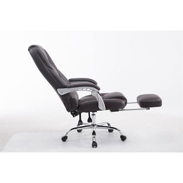 Ergonomisk kontorsstol med fotstöd i brunt syntetmaterial