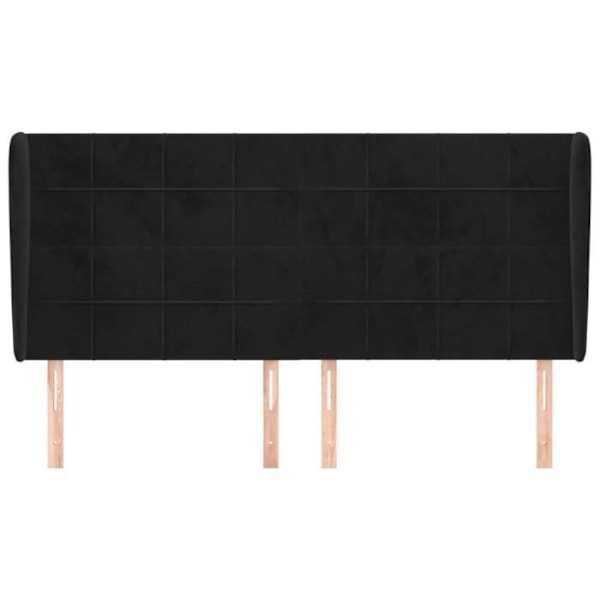 Hovedgærde til sengs i soveværelse med sidekant 203 x 23 x 118/128 Sort velourstof