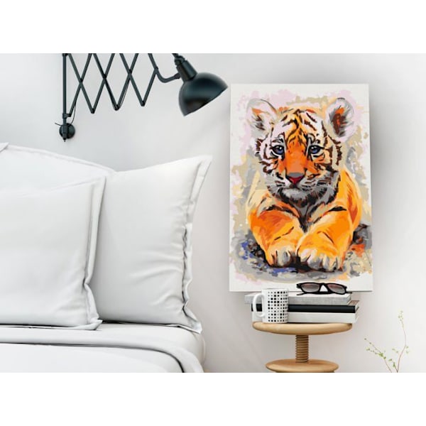 Målarset för att måla själv, nummermålning med motiv av bebis-tiger 40 x 60.