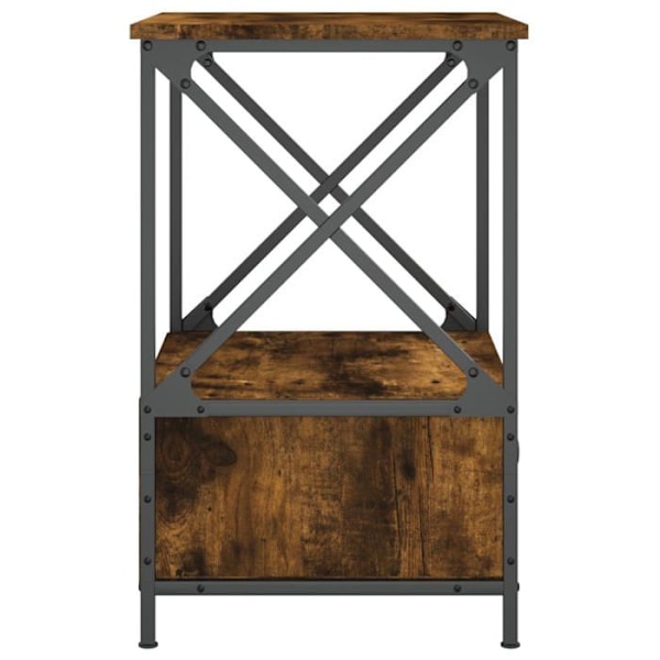 Natbord med skuffe og hylde 50 x 41 x 65 cm brun ingeniørtræ og jern DEC033666 kastanj