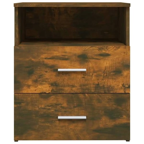 Sæt med 2 natborde med to skuffer og åbent rum 50 x 32 x 60 cm, brun ingeniørtræ DEC035146 kastanj