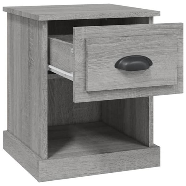 2 kpl yöpöytiä laatikolla ja avoimella osastolla 39 x 39 x 47,5cm harmaata puuinsinöörityötä DEC035657 kastanj