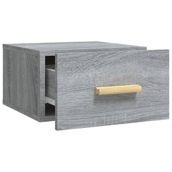 Sæt med 2 væghængte natborde med skuffe 35 x 35 x 20 cm grå ingeniørtræ DEC036109 kastanj