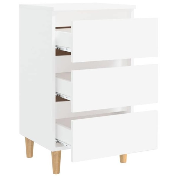 Natskab med 3 skuffer og ben i træ 40 x 35 x 69 cm hvidt ingeniørtræ DEC033219 Vit
