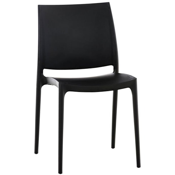 Sort bord i sort plastik med enkel design, stabelbar