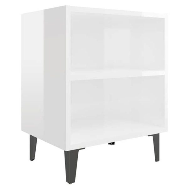 2 kpl yöpöytiä hyllyllä ja halkioilla 40 x 30 x 50cm valkoista puuta ja metallia DEC036189 Vit