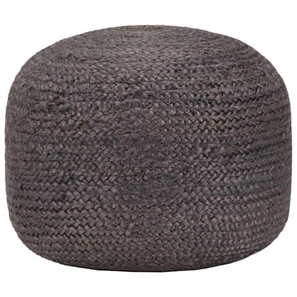 Pouf pallkoksoff för fotstöd, tillverkad för hand av flätade juteväv i mörkgrå, 45 x 30 cm DEC029999 Grå