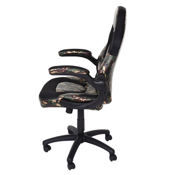 Drejebar kontorstol med sammenklappelige armlæn i PVC, farve camouflage sort 04_0006225 Svart