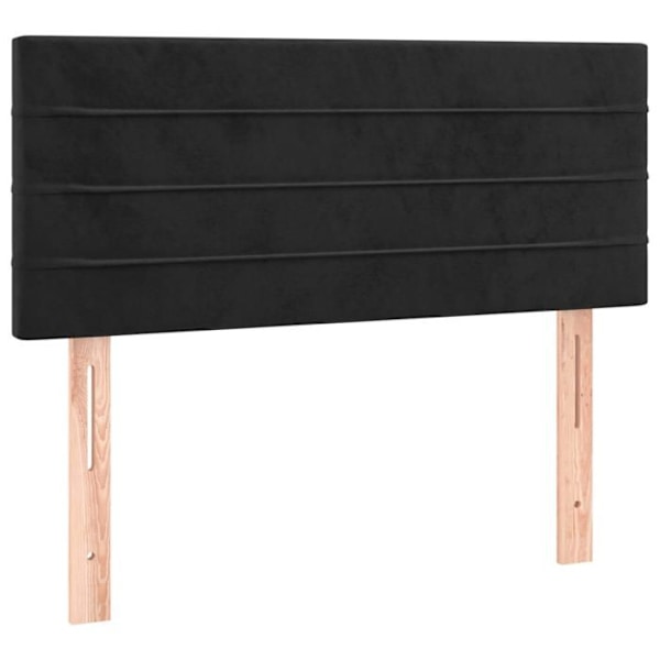 LED-sengebund med sengegavl og 90x190 cm madras i sort velour TDL0209041 Svart