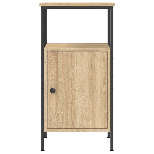 Sæt med 2 natborde med opbevaringsrum med dør og hylde 41 x 31 x 80 cm ingeniørtræ farve egetræ og jern DEC035287 kastanj