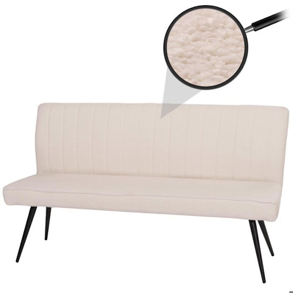 Bord av matbord med klädd bänk och ryggstöd i crème boucle tyg och metall 160 cm 04_0005862 Grädde