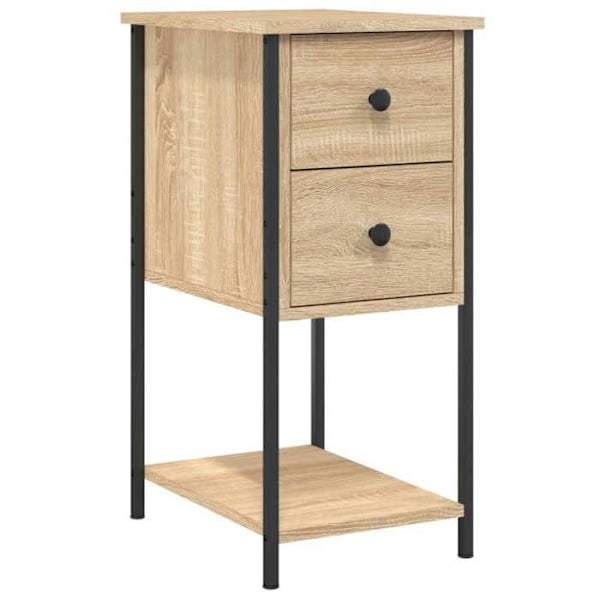 Natskab med skuffer og hylde 32 x 42 x 70 cm ingeniørt træ i eg farve og jern DEC033801 kastanj