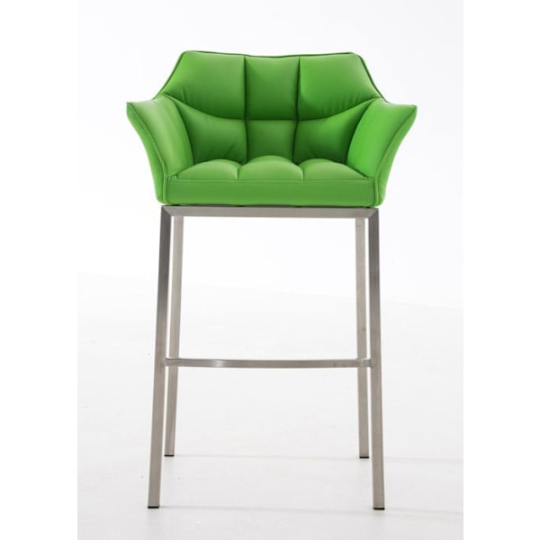 Barstol, hög barstol, fyrkantig design, sits i PVC grönt, 4 stabila ben i rostfritt stål 10_0004711 Grön