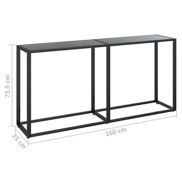 Konsolbord til stue 160 x 35 x 75,5 cm hærdet glas og sort stål DEC032120 Svart
