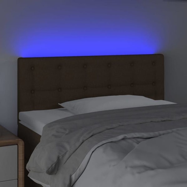Hovedgærde til soveværelse med LED 90 x 5 x 78/88 mørkebrun stof
