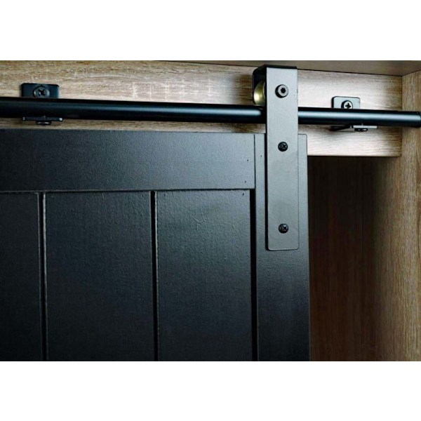 Stue møbel med skydelåger skuffe buffet 8 opbevaringsrum MDF og industrielt metal 163 x 76 x 38 cm 04_0005 Metall