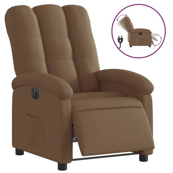Fauteuil relax TV med elektrisk løftefunktion, meget komfortabel i brun stof DEC028442 kastanj