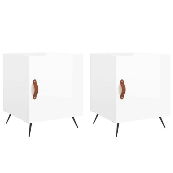 Sæt med 2 natborde med rum og dør 40 x 40 x 50 cm hvidt ingeniørtræ DEC035032 Vit