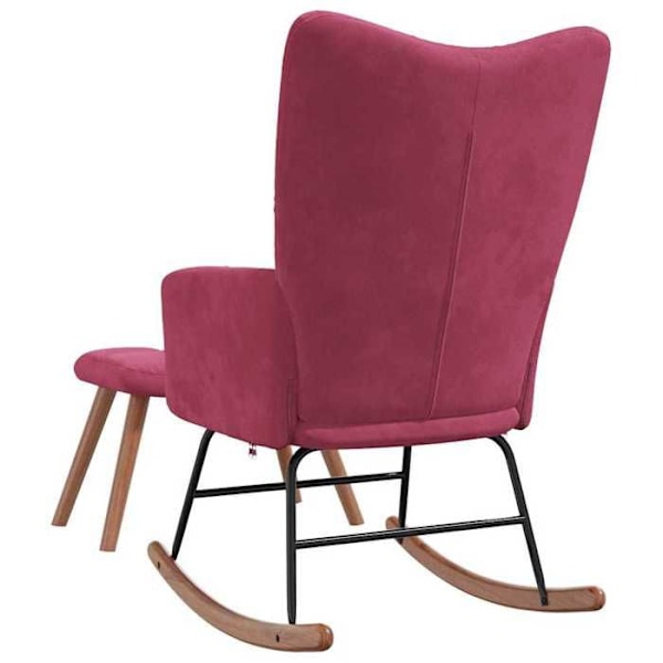Bäddsoffa med vadderad avslappning för salong med fotstöd i bordeaux sammet DEC028844 Bordeaux