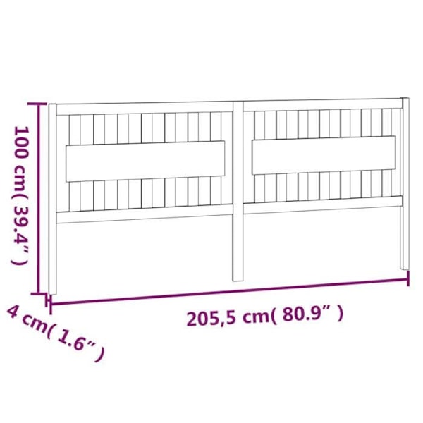 Hovedgavl til soveværelse møbel 205,5 x 4 x 100 cm sort fyrretræ TDL0202159