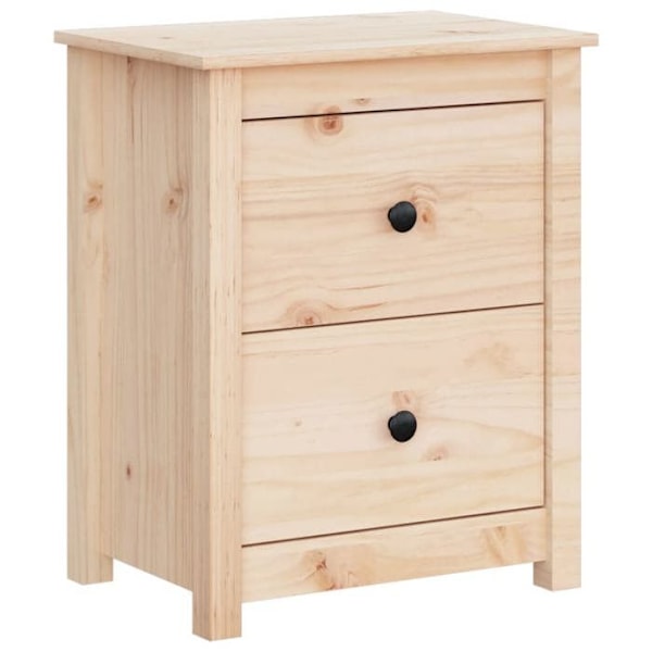 Sängbord med lådor 50 x 35 x 61,5 cm massiv obehandlad furu DEC033075 kastanj