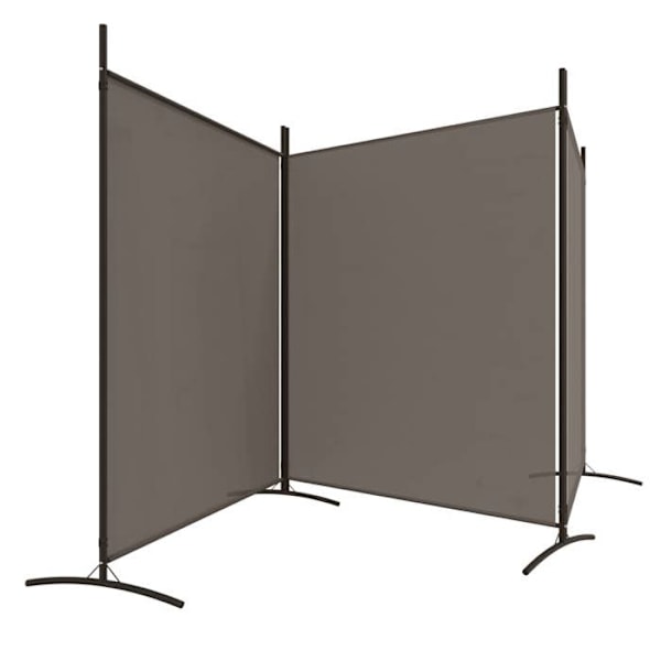 rumdeler skillevæg 3 paneler 525 x 180 cm stof anthracit og jern DEC030726 Flerfärgad