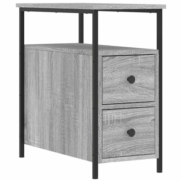 Yötaulu, jossa on kaksi laatikkoa ja avoin lokero, 30 x 60 x 60 cm, harmaa engineering-puu, DEC034583 kastanj