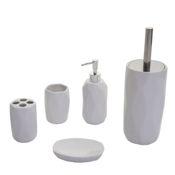 Badeværelsesaccessories 5 dele porcelæn hvid
