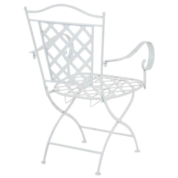 Sæt med 2 havestole med armlæn, rustik design i hvid metal 10_0002856 Vit