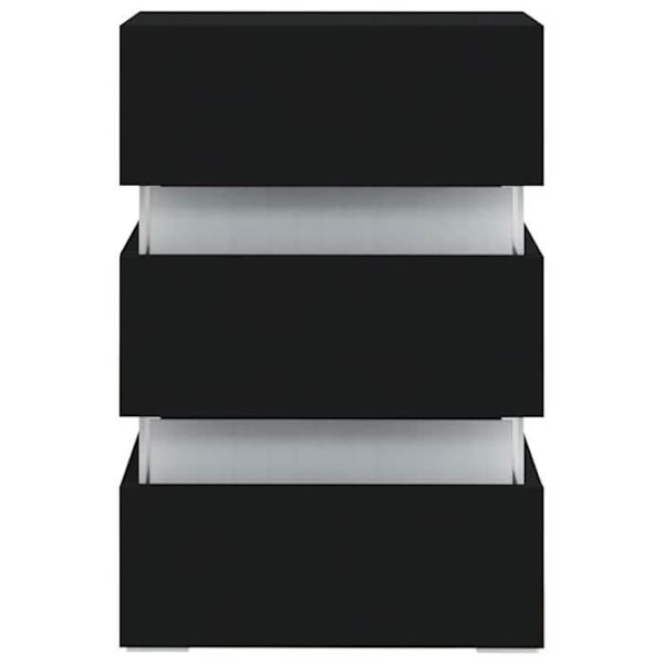 Nattetable med LED lys og 3 skuffer 45 x 35 x 67 cm sort ingeniørtræ DEC034743 kastanj