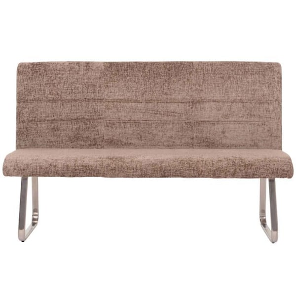 Banc soffa för matsal i brunt chenilletyg 160 cm och borstat rostfritt stål 04_0005817 kastanj