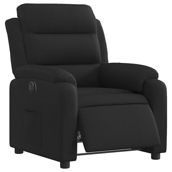 Fåtölj med relax-funktion och elektrisk lutning, mycket bekväm i svart tyg DEC028503 Svart