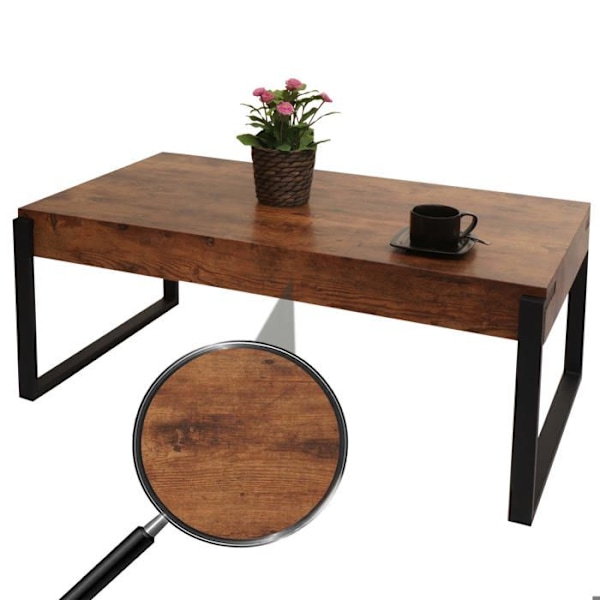 Matalinen matala pöytä hwc l53 olohuoneen pöytä apupöytä sohvapöytä 43 x 110 x 64 cm tummanruskea tammiviilu 04_0008438 Metall