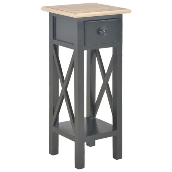 Side table for the end of the sofa with drawer 27 x 27 x 65,5 cm MDF + black pine wood DEC032475 kastanj