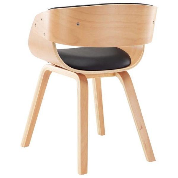 Moderne design spisebords stol i buet træ og sort syntetisk materiale