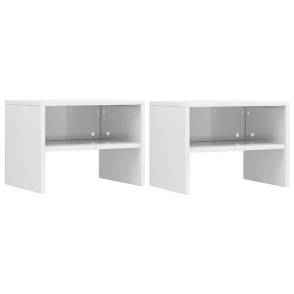 Set med 2 sängbord med öppet fack 40 x 30 x 30 cm ingenjörsträ vit DEC035784 Vit