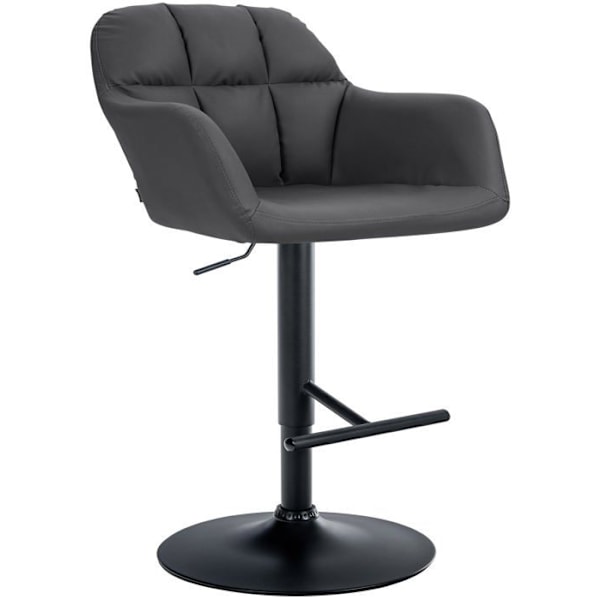 Barstol høj model x1 med 360° drejefunktion i sort PVC med dekorative syninger, metalstel i sort 10_0005259 Metall